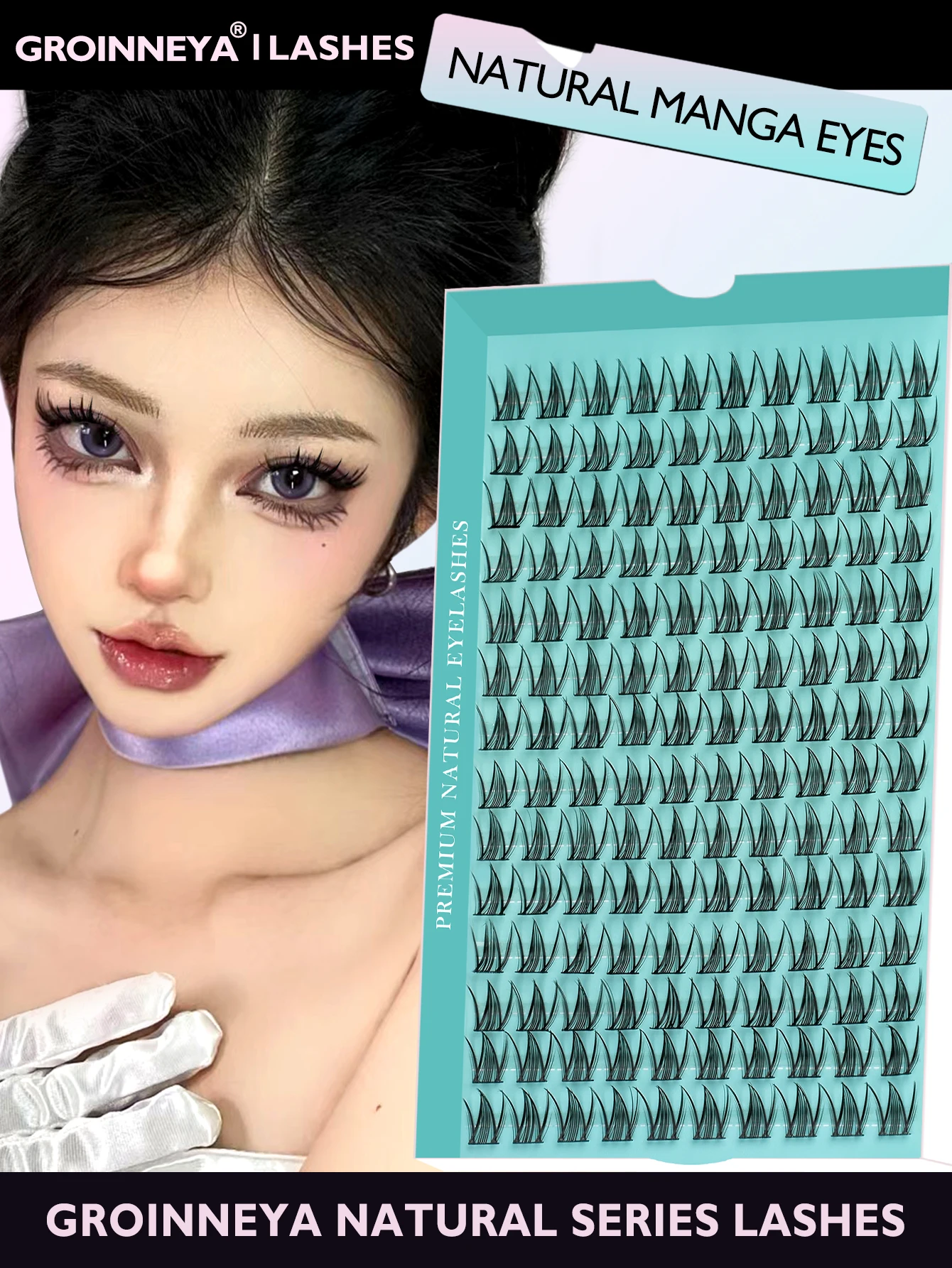 Fairy Lash Clusters Manga Eyelash Clusters WideSpan DIY Eyelashes Wet-Look Spiky Individual with Thin Invisible Lash Band