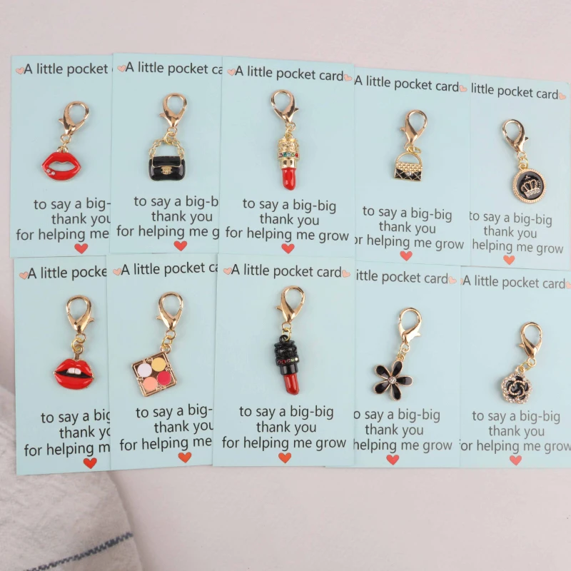 10pcs 2dChanel-style keychain set Attached Gift“A small pocket hug”Card Actively support gifts Holiday Gift Universal holiday gi