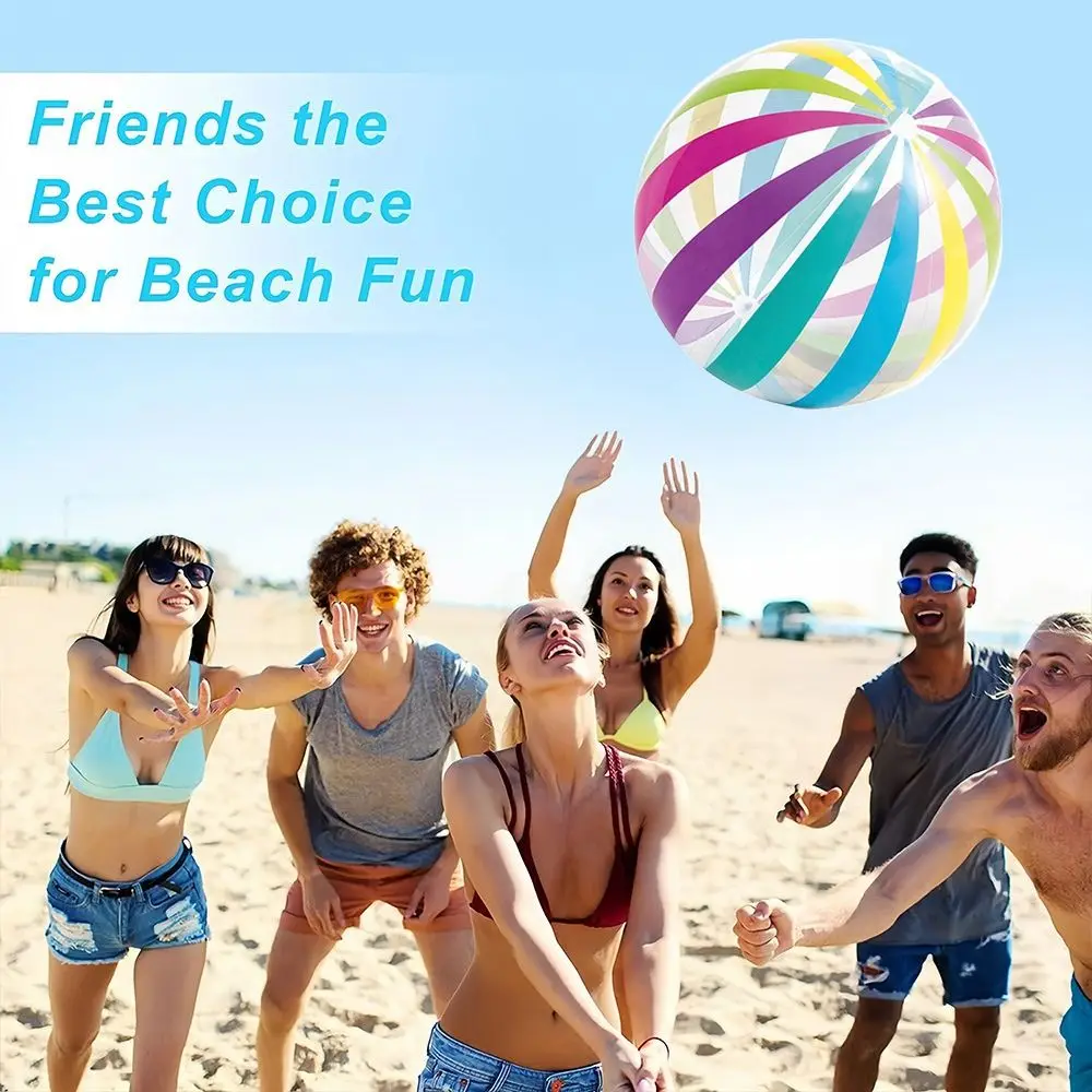 تصميم قابل للنفخ كرة شاطئ قابلة للنفخ بنمط مخطط ألعاب ترفيهية كرة شفافة لعبة كرة مادة شفافة
