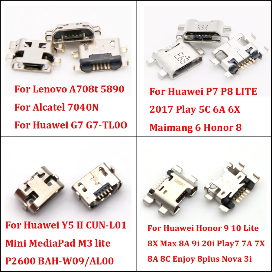 10 шт. Micro mini USB зарядный порт Разъем для Huawei G7 Y5 P7 P8 Honor 9 10 Lite Play 5C 6A 6X 7 7A 7X 8A 8C