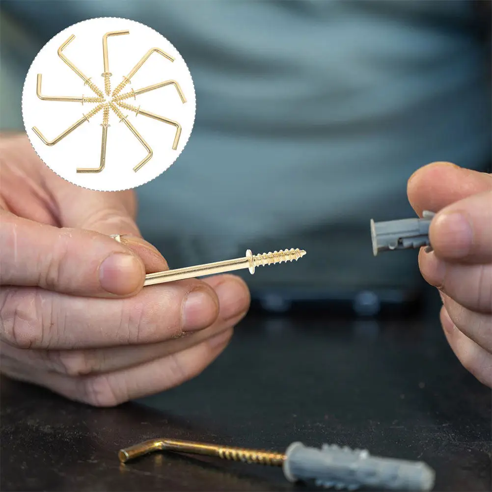 100Pcs Right Angle L Shaped Screw Hooks Versatile Tool Free Installation for Kitchen Bathroom Bedroom Iron Self Tapping