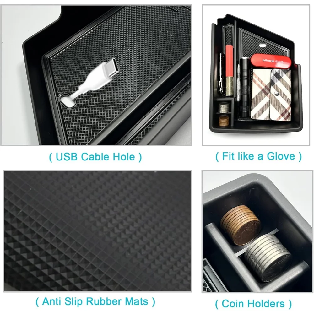 Car Accessories Center Console Tray Armrest Storage Box Divider ABS Black Functional Car Tray For Cadillac Lyriq 2023-2025