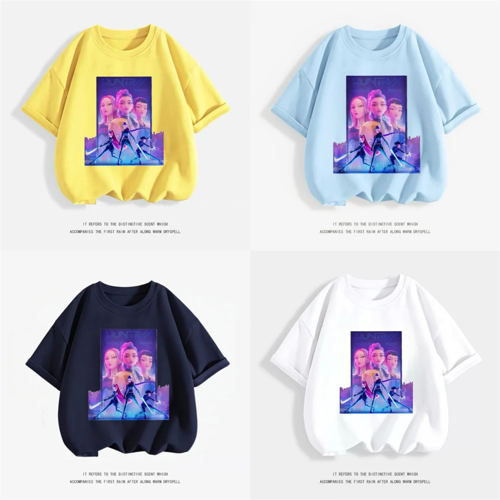 

Girls Summer Clothes 1-7Age Children Short-sleeved Tops New Design Demon Huntrix T Shirt Toddler All-match Tees Lovely Wear