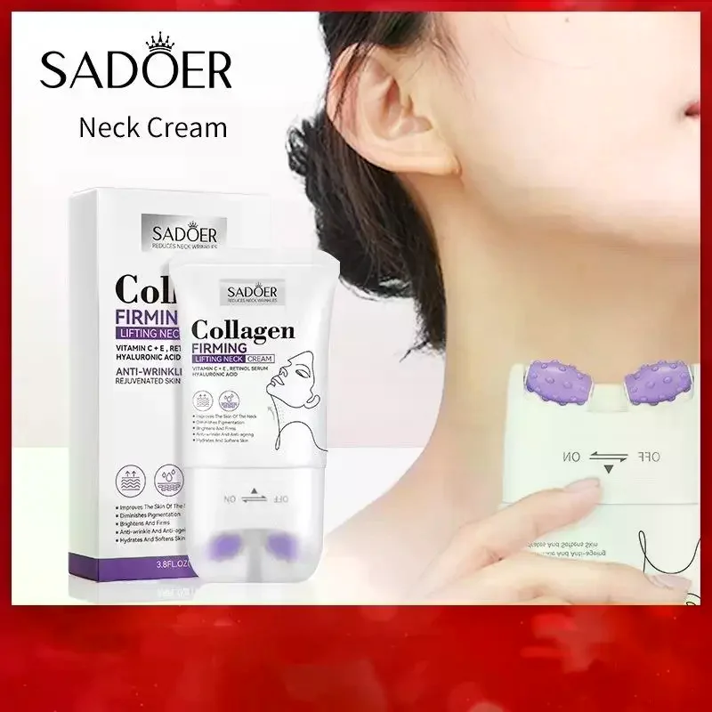 

SADOER 110ml Collagen Firming Neck Cream Lifting Moisturizing Brightening Massage Roller Neck Beauty Cream Necks Skin Care