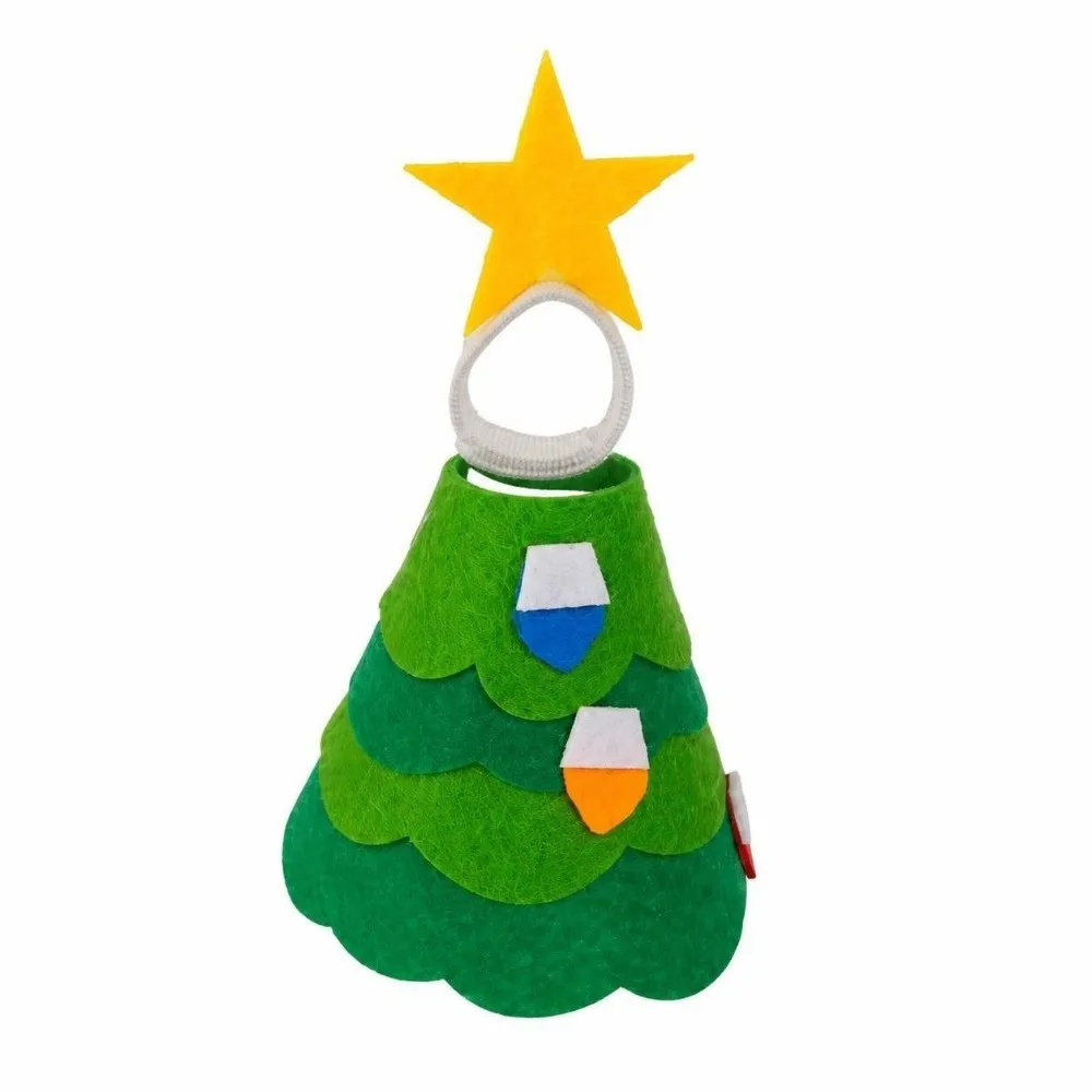 Fabric Goose Statue Christmas Tree Shaped With Hat Pet Clothes Red And White Striped Scarf 7-Inch Holiday Decoration Yard
