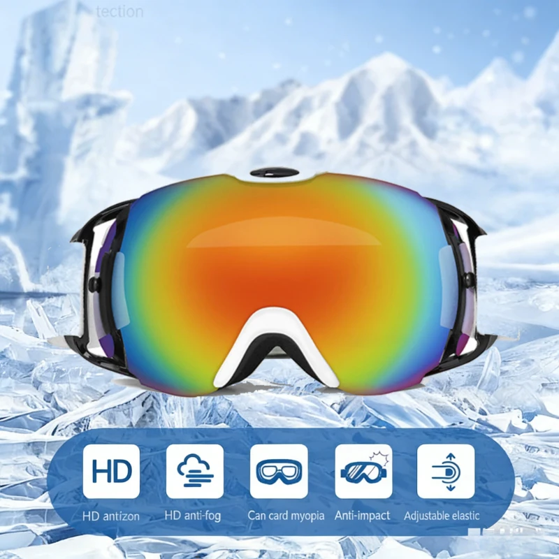 

Double-Layer Anti-Fog Ski Glasses Winter Outdoor Mountaineering Goggles Khaki Myopia Windproof Men And Women Adjustable