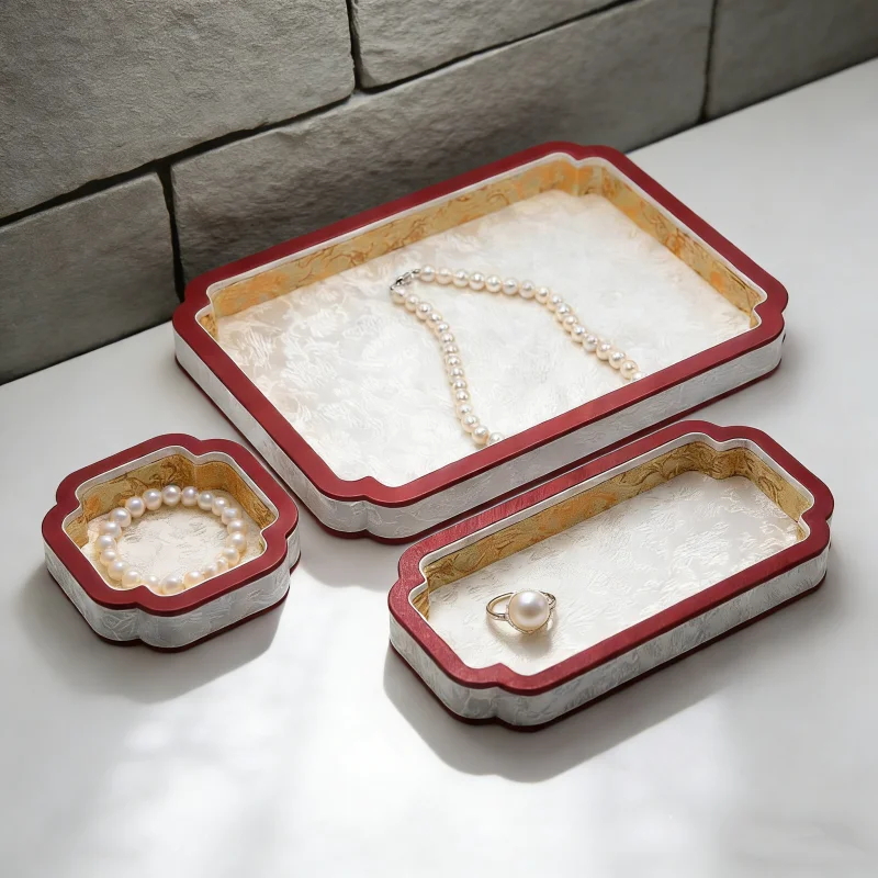 Antique Chinese Style Jewelry Box,Wooden Display Tray & Organizer for Bracelet Ring Necklace Watch, Vintage Storage Cas