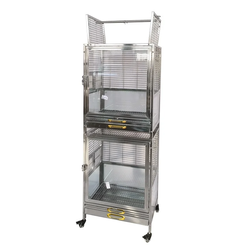Luxury Modern 304 Stainless Steel Eco-friendly Birdcage Single Double-Layer Solid Pattern Courtyard Birdcage for Parrot Breeding
