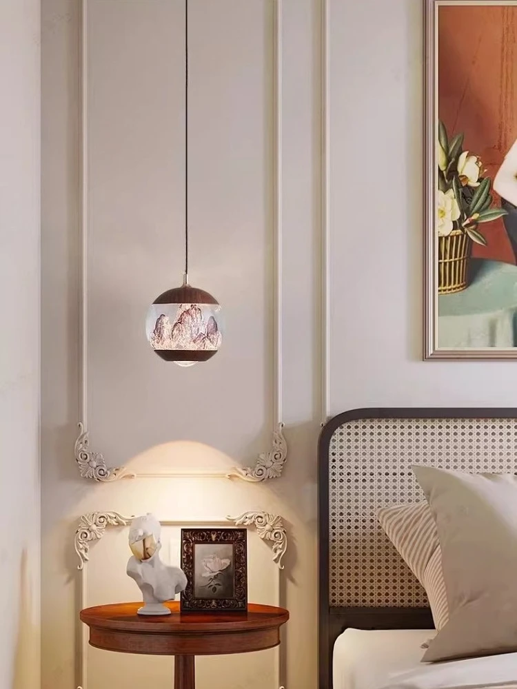 Italian minimalist snow mountain lift bedroom bedside small chandelier modern light luxury entrance restaurant light