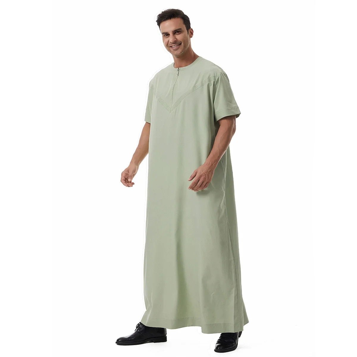 Nuova camicia da uomo con gilet lungo musulmano con cerniera caftano arabo da Dubai Malesia perfetta per banchetti abbigliamento casual occidentale