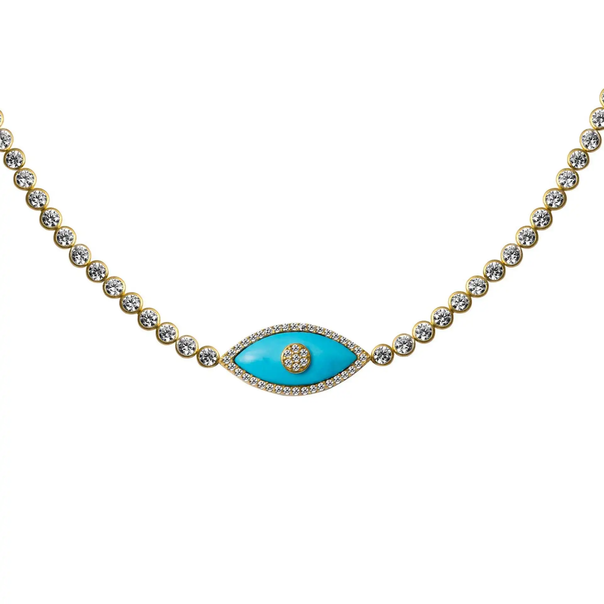 Gothic Trendige 18K Vergoldete Anlaufbeständige Böses Auge Zirkonia-Anhänger-Halskette für Frauen Einzigartiger Hals-Schmuck Geschenk – Detail 4