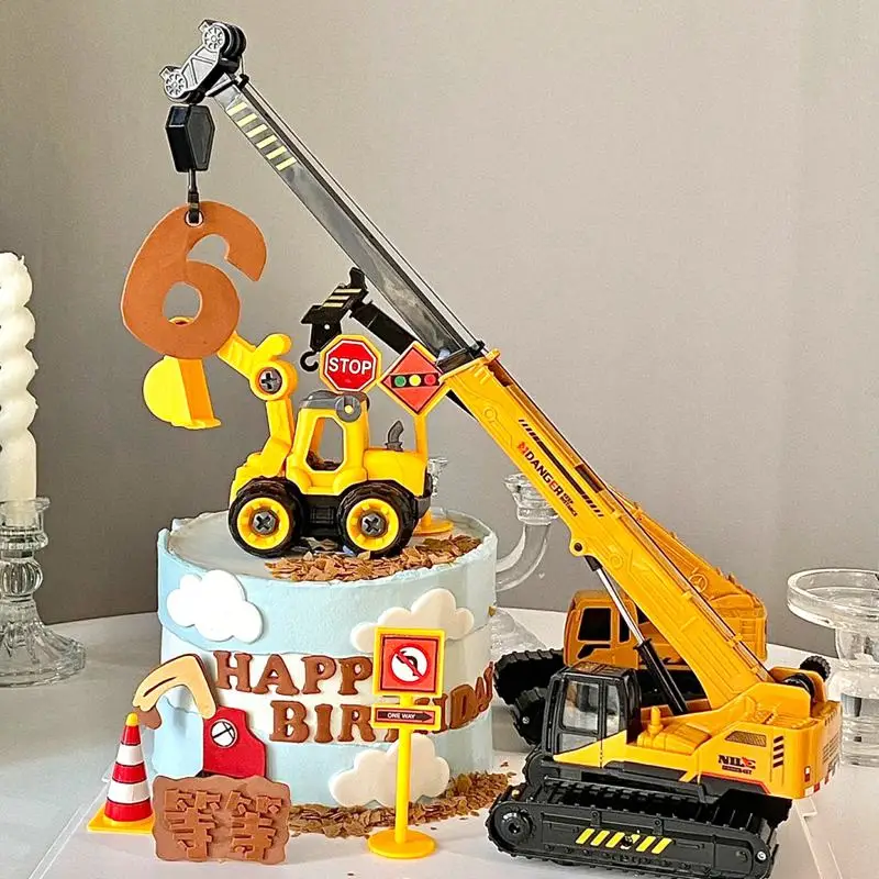 Bymivofun 28 Pièces Topper De Gâteau De Petit Gâteau De Véhicule De Construction, Décoration De Gâteau D'Excavatrice De Voiture, Pour La Décoration De Fête D'Anniversaire D'Enfants Garçons D'Enfants - 9