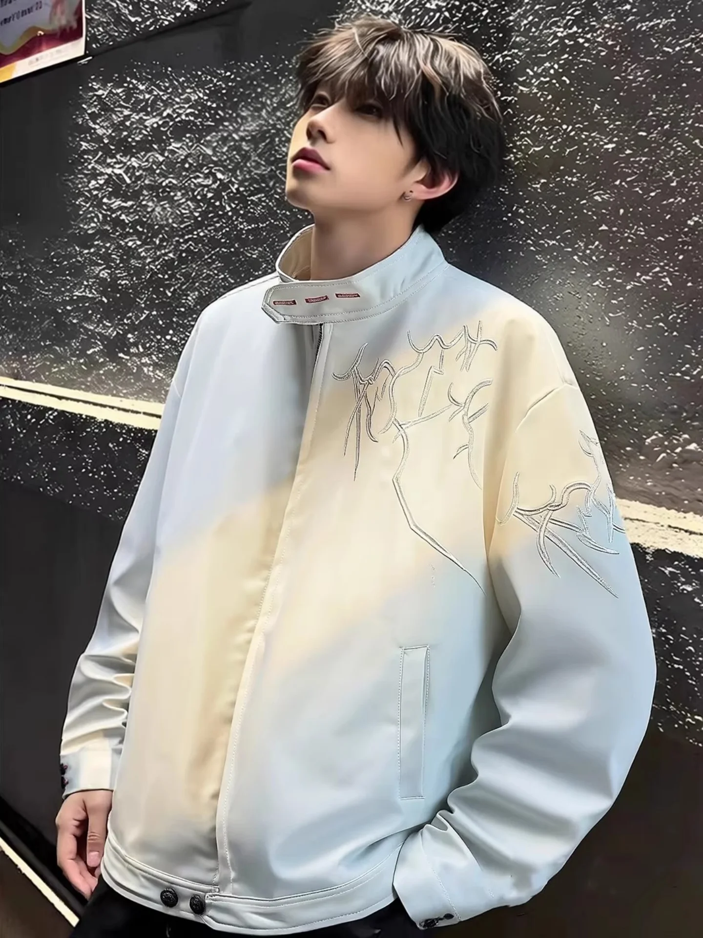 

Белая вышитая бейсбольная куртка-бомбер мужская, новая весенняя модель в китайском национальном стиле, с воротником-стойкой, американская куртка-харрингтон