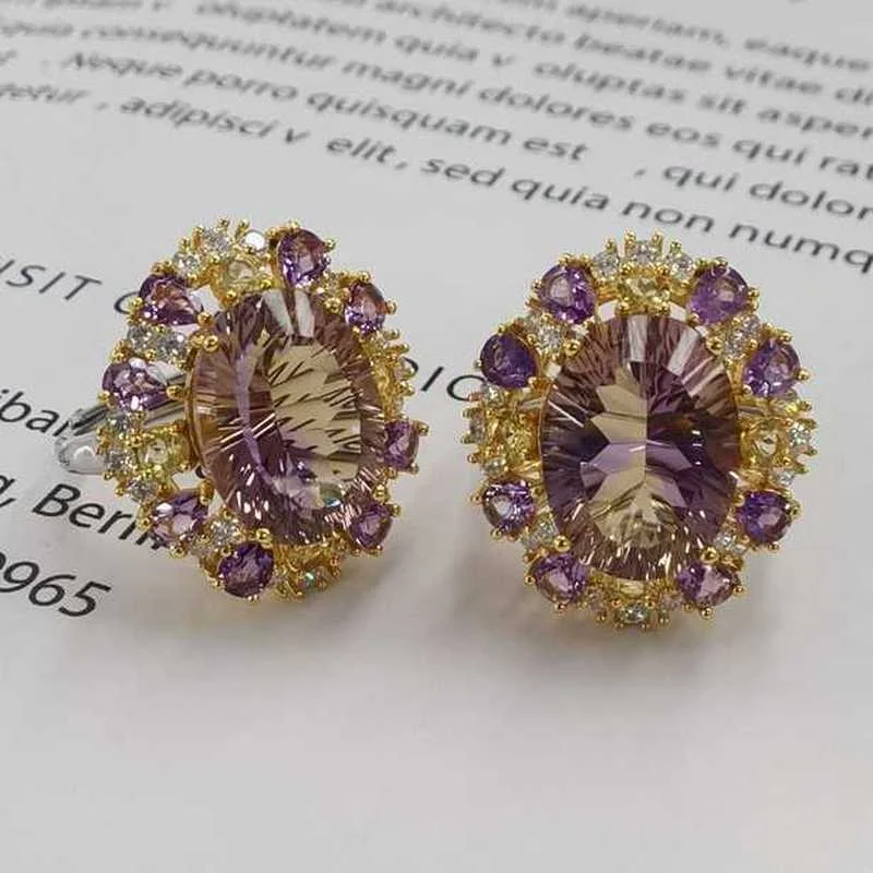 SACE GEMS gioielli di lusso 100% 925 Sterling Silver 11*15MM anelli Ametrine per le donne fidanzamento di nozze regalo di gioielleria raffinata