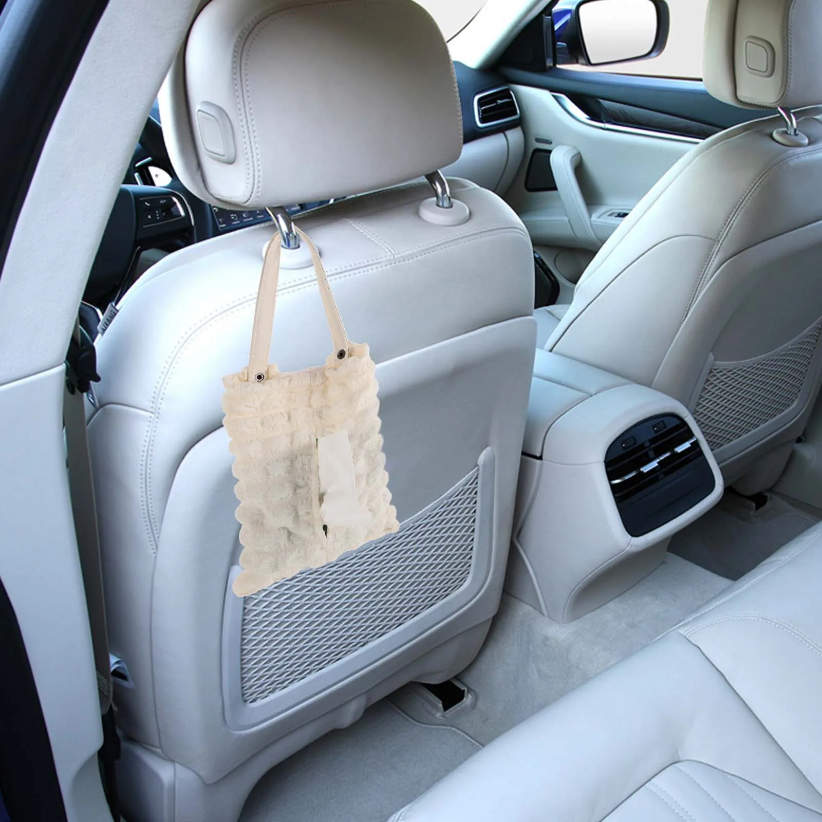 

Car Tissue Box Puff Grid Bear Design Hanging Tissue Dispenser for Back Seat Car Organizer Storage Bag for Vehicle Convenience