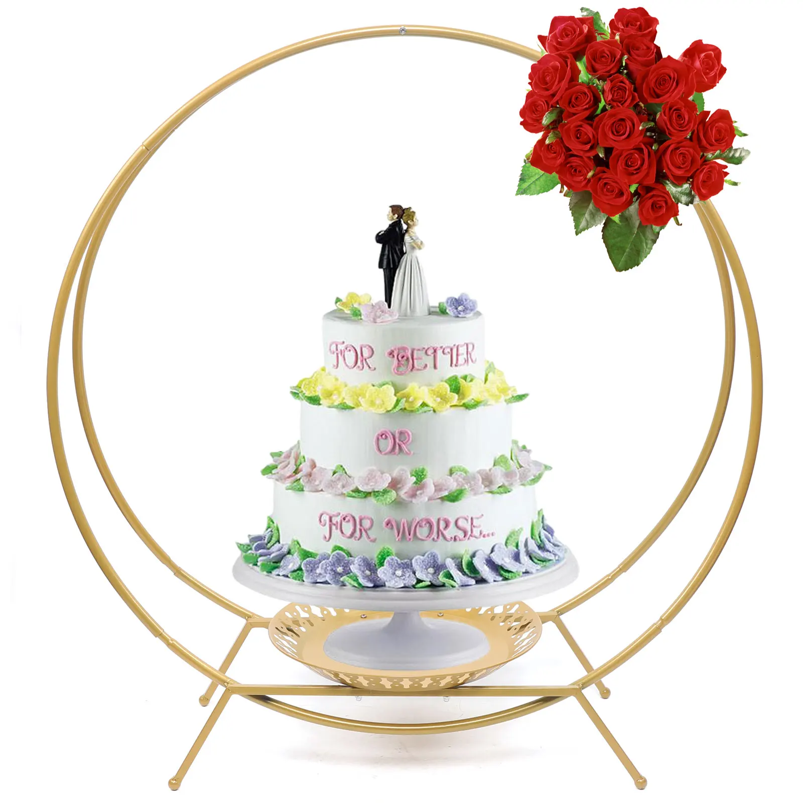 

Wedding Cake Stand Flower Holder Floral Hoop Party DecoratioRound Arch for Home Application