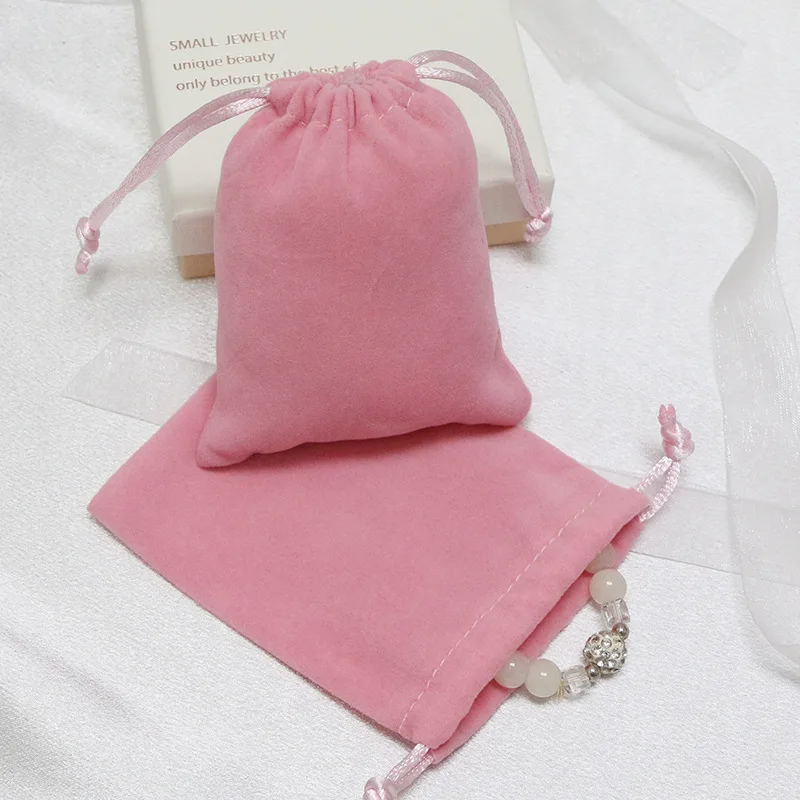 10Pcs Pink Velvet Drawstring Bags Jewelry Pouches For Gift Wedding Favors Necklace Jewelry Storage Small Businesses Packaging