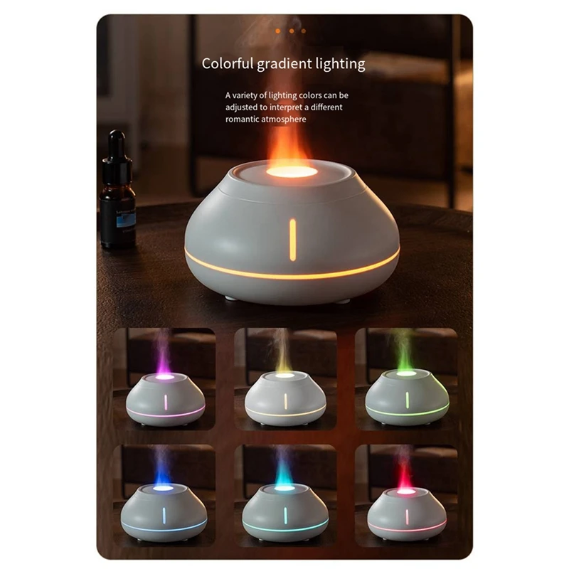 ใหม่เปลวไฟสีสันสดใสเครื่องอโรมาเดสก์ท็อป Air Humidifier Home Diffuser น้ํามันหอมระเหยเครื่องใช้งานง่าย,สีดํา