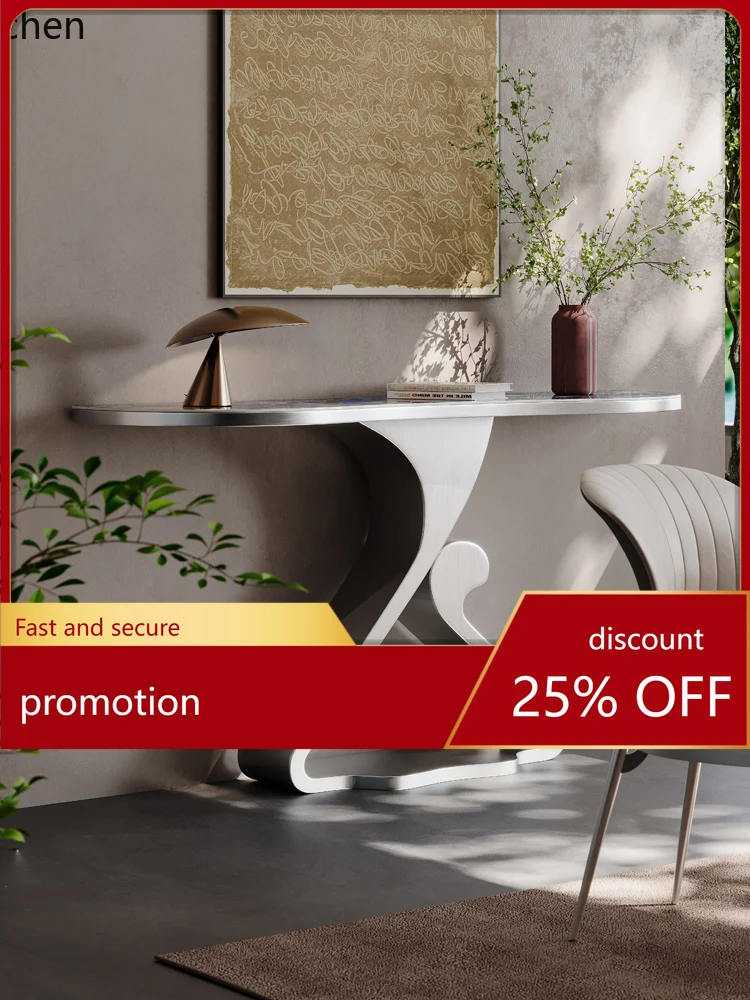 YFY Stone Plate Console Tables Light Luxury Stone Microlite Home Wall Entrance Cabinet Side View Sets