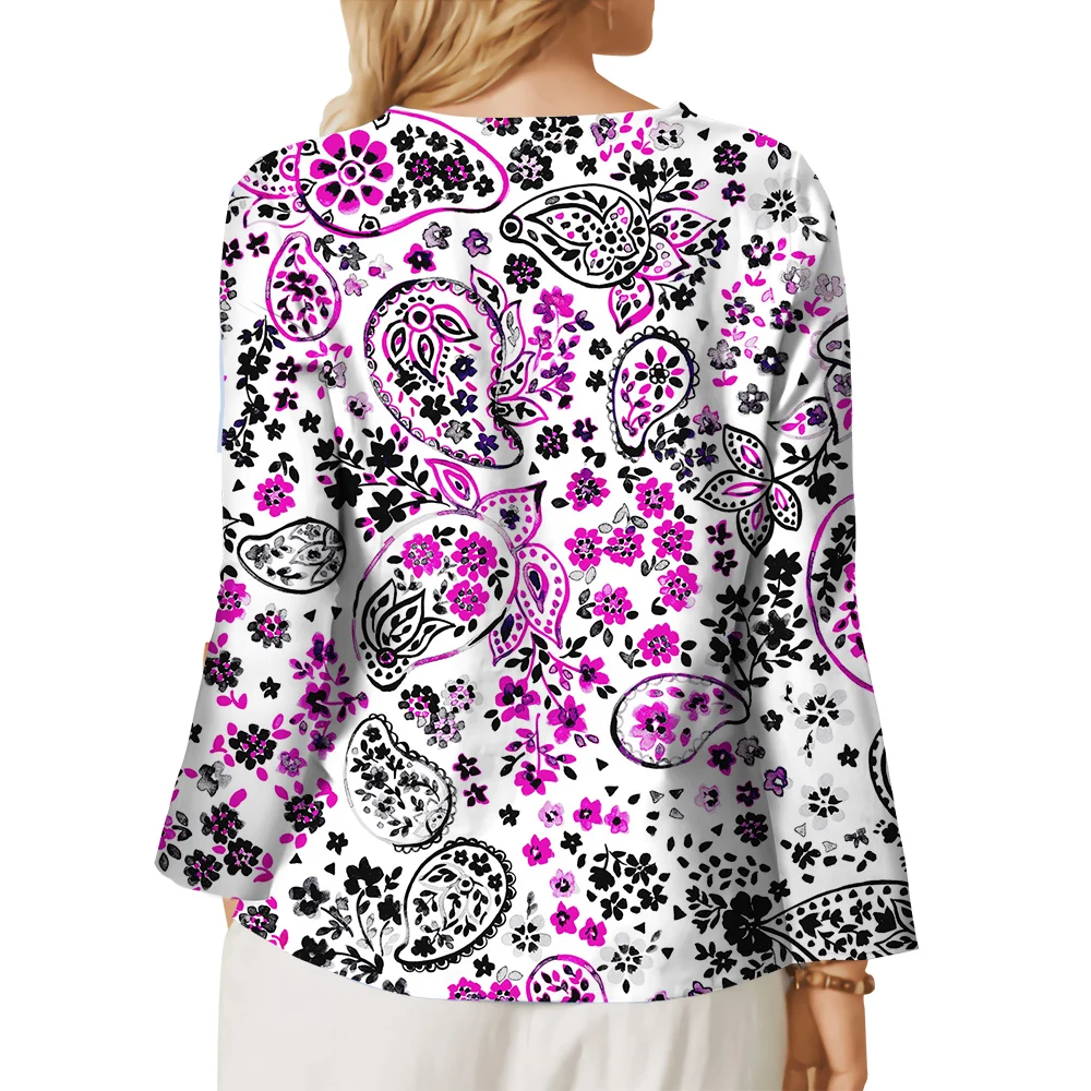 CLOOCL Fashion Women T-shirt Perris Art Flowers Pattern 3D Printed Long Sleeve Shirt Button Decorate Tee Blouse Casual Tops