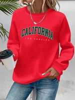 Women's autumn and winter casual loose and comfortable California Los Angeles letter printed round neck long sleeved pullover 2