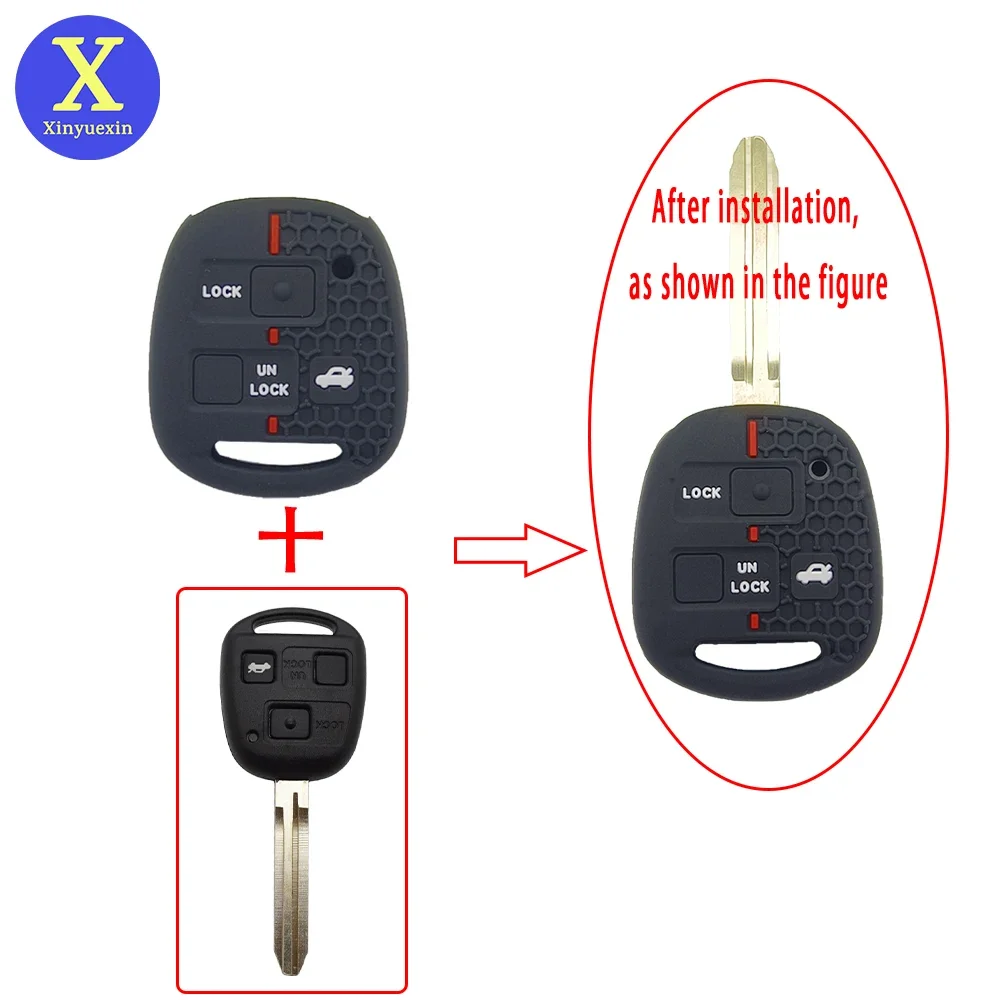

Силиконовый чехол для дистанционного ключа Xinyuexin для Toyota Avensis Camry Corolla, 3-кнопочный брелок-держатель, автомобильные аксессуары, 2 шт./лот