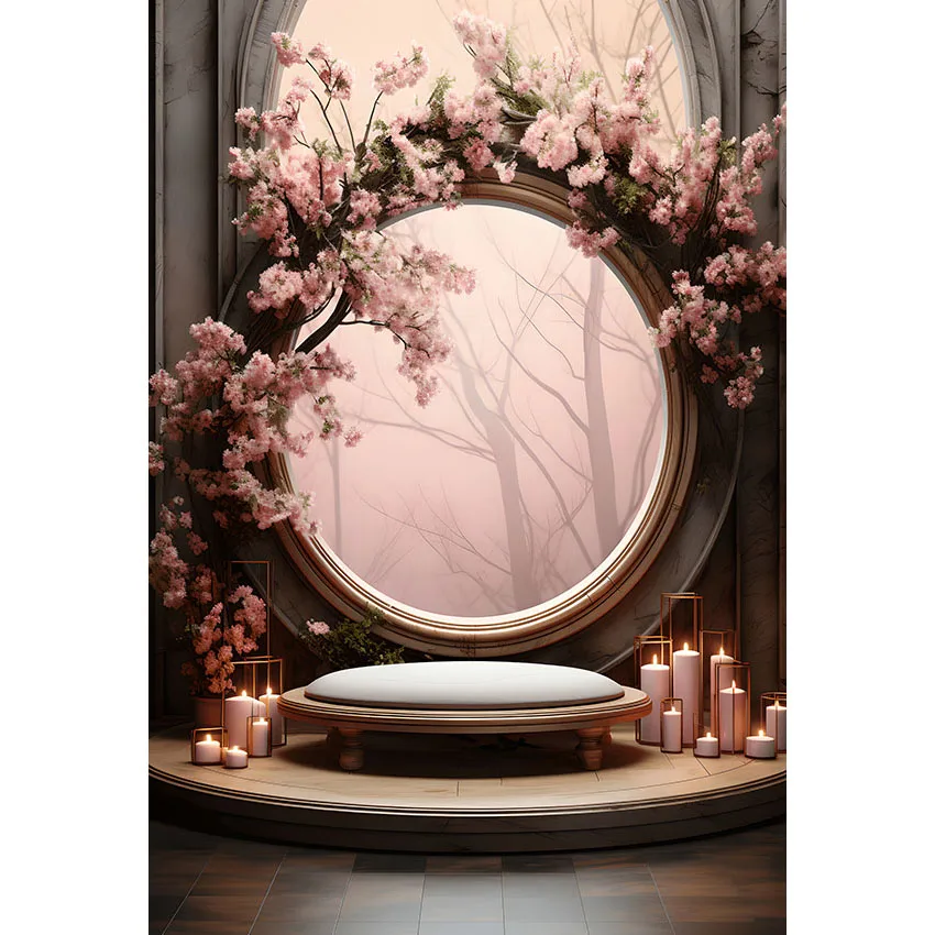 Avezano 사진 배경 용수철 정원 핑크 꽃, 여성 초상화, 중국 스타일 장면, 사진 스튜디오 포토콜 소품