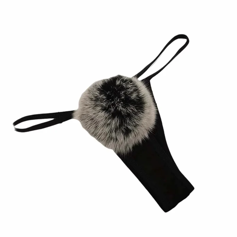 Cute Underwear Cosplay Women Rabbit Tail Women Panties Thong Bikini T-Back G-String