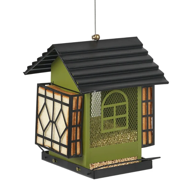 

Bird feeder, outdoor feeding room metal mesh wild bird triple feeder, large capacity weatherproof