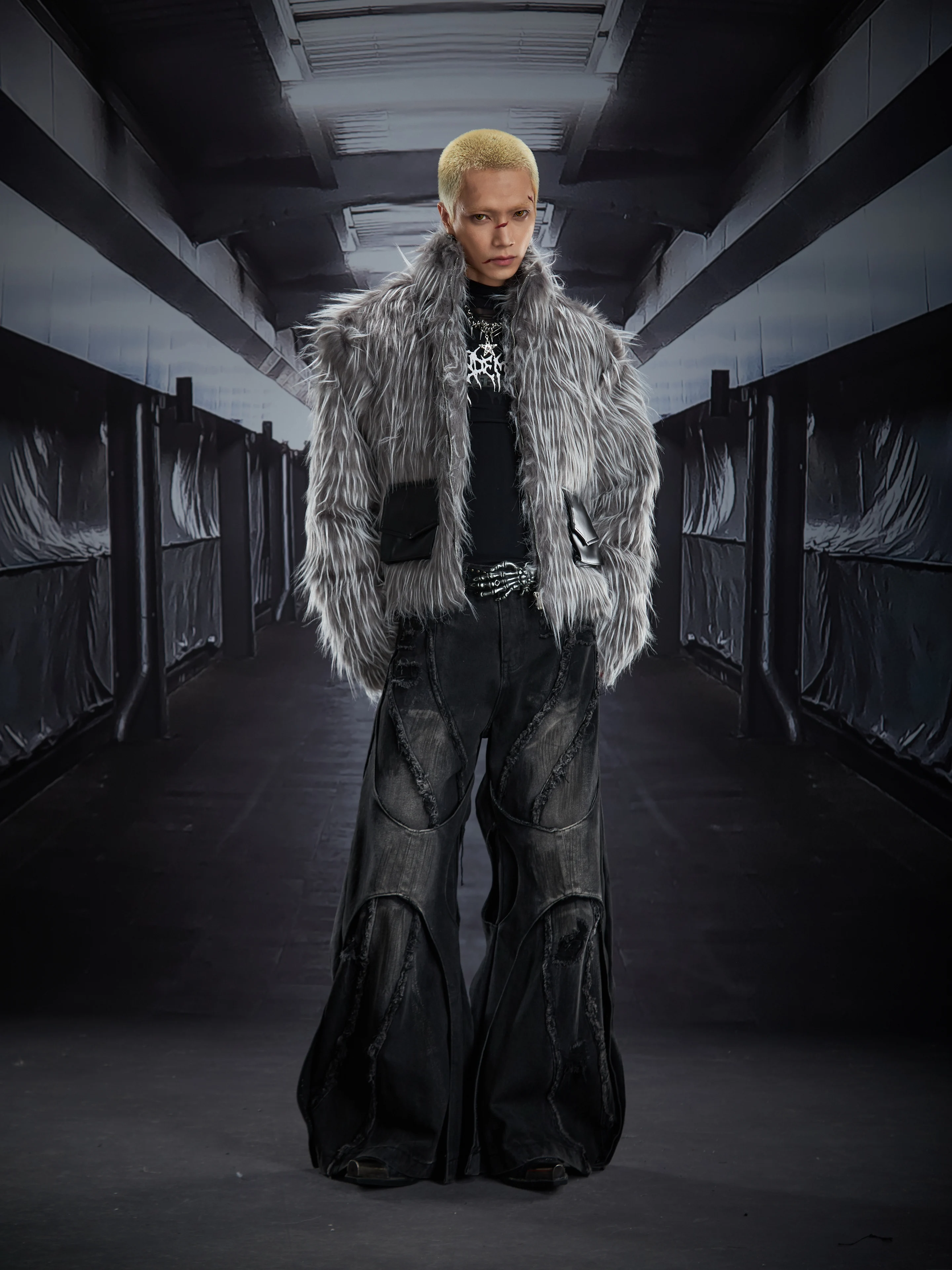 เสื้อโค้ทขนสั้นทรงหลวมสไตล์ดาร์ก Y2K สำหรับผู้ชาย ดีไซน์แนวซับคัลเจอร์  เหมาะสำหรับฤดูใบไม้ร่วงและฤดูหนาว เนื้อผ้าหนา อุ่นสบาย สไตล์ลำลอง