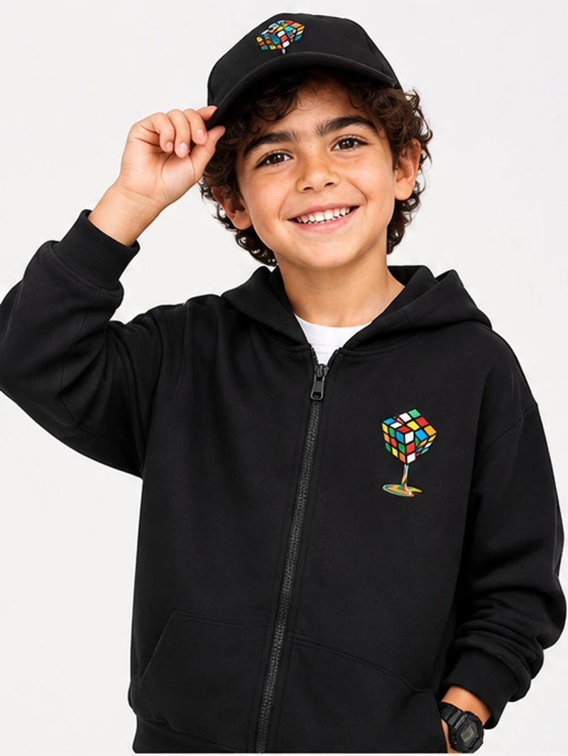 Children's New Brand Outerwear Magic Cube Fun Jacket Boys and Girls Autumn Cotton Hoodies Black Pink Coat