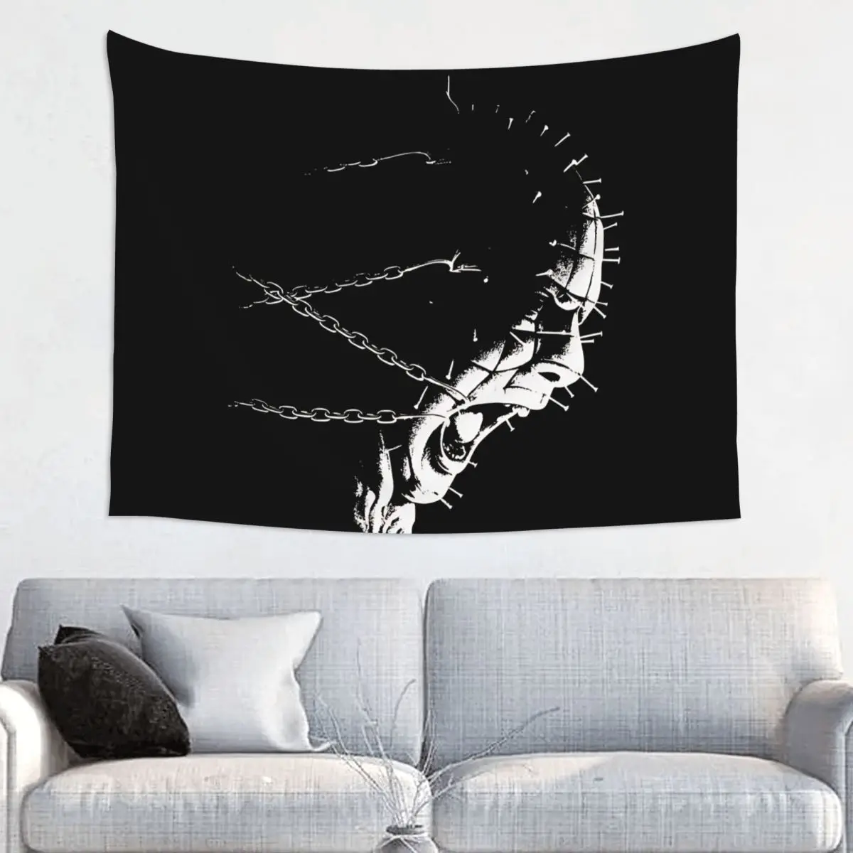 Horror Pinhead Movie Tapestry Wall Hanging Print Polyester Tapestries Hellraiser INS Decoration Room Home Decor Wall Cloth