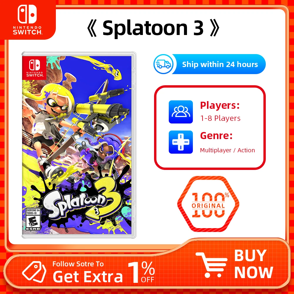Splatoon 3 - عروض ألعاب Nintendo Switch 100% بطاقة الألعاب المادية الأصلية الرسمية متعددة اللاعبين من أجل Switch OLED Lite