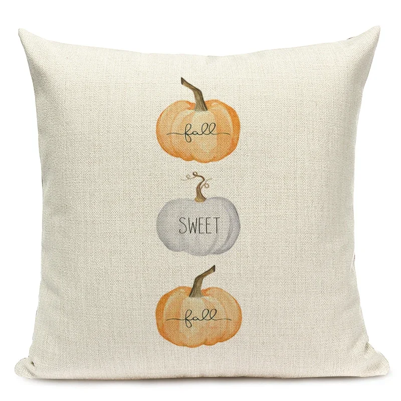 Autumn Farmhouse Pumpkin Decorative Cushion Cover Fall Art Print Pillowcase Linen Pillow Cover for Home Sofa Decor