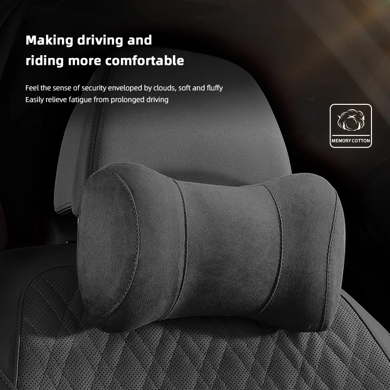 

Universal Car Seat Headrest Suede Memory Cotton Neck Pillows Car Interior Accessories Auto Seat Head Support Car Accessories