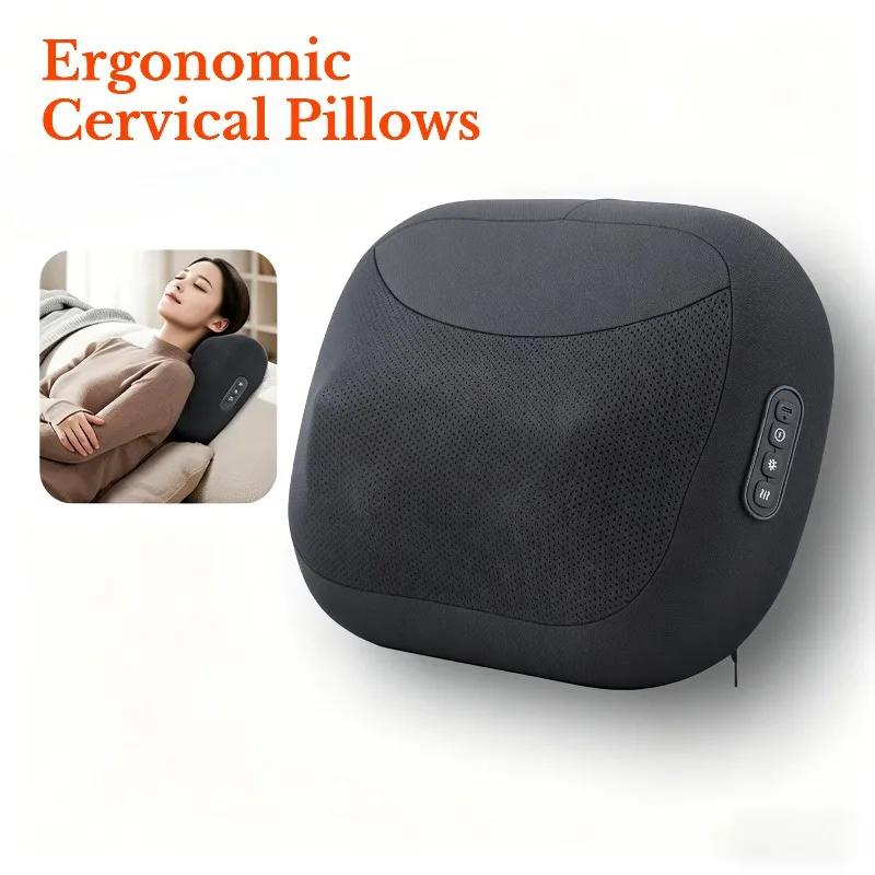Heated Ergonomic Cervical Pillows Multifunctional Wireless Portable Cervical Massage Cushion Relaxation Treatment Equipment