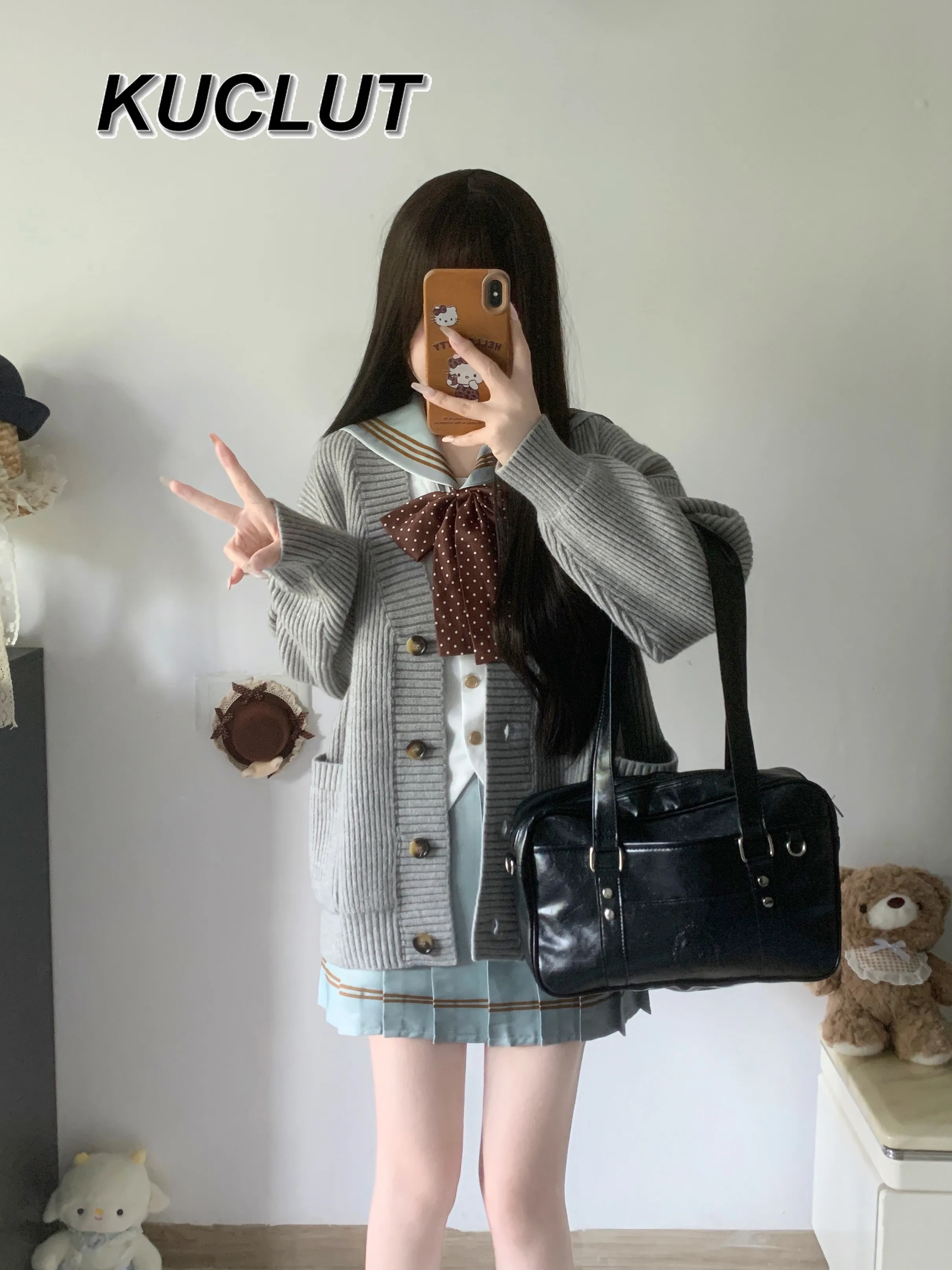 

Свободная униформа JK в японском стиле, верхняя одежда в студенческом стиле, вязаная куртка-кардиган, женские топы, осенне-зимний кардиган, свитер