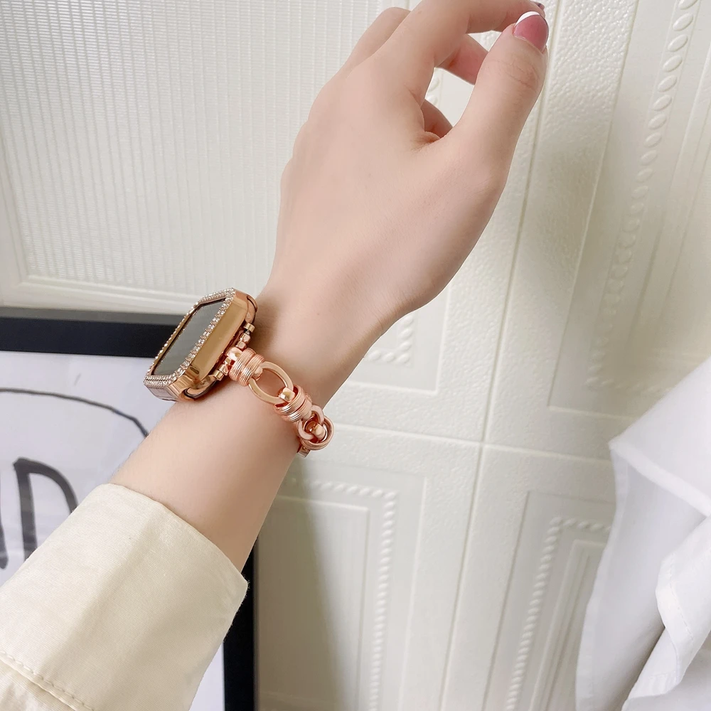 

Модный ремешок с тонкой пряжкой 44 мм 42 мм для Apple Watch 41 мм 45 мм 7 6 5 4 3 2 1, женский браслет для iWatch 38 мм 40 мм, браслет, ремешок