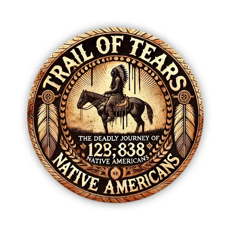 لافتة فنية جدارية من الألومنيوم "Trail of Tears 1828-1833' عتيقة - مثالية لغرفة النوم والمطبخ وتناول الطعام وديكور البار - تصميم فريد من نوعه #3