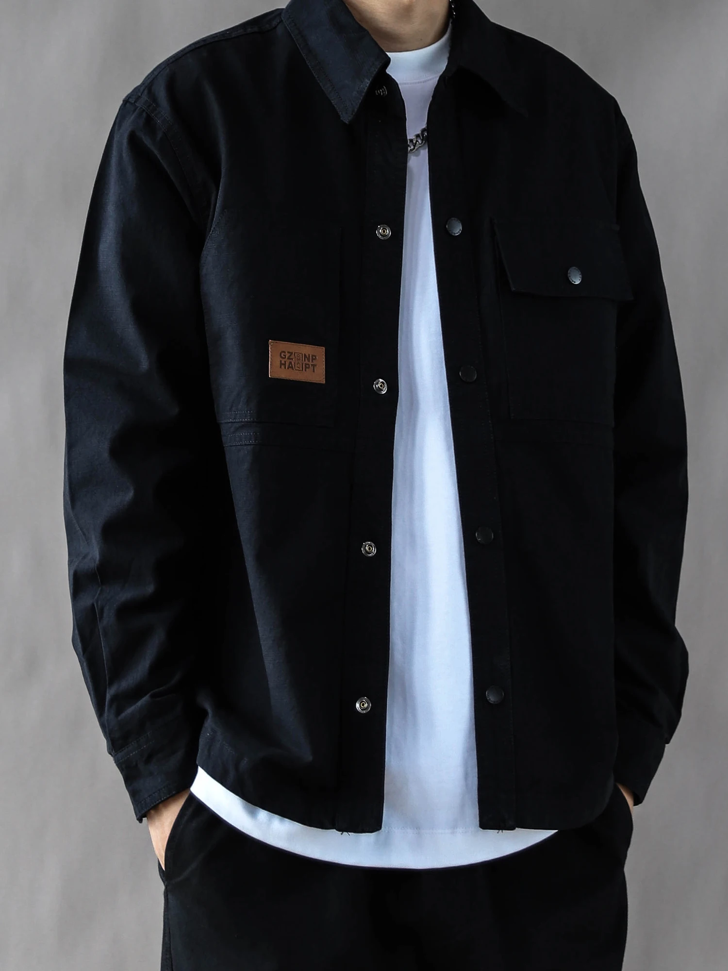 

Retro American Sle Men's Jaet Loose Casual Waed Flip Collar Bla Cotton Long Sve Coat for Spring Autumn