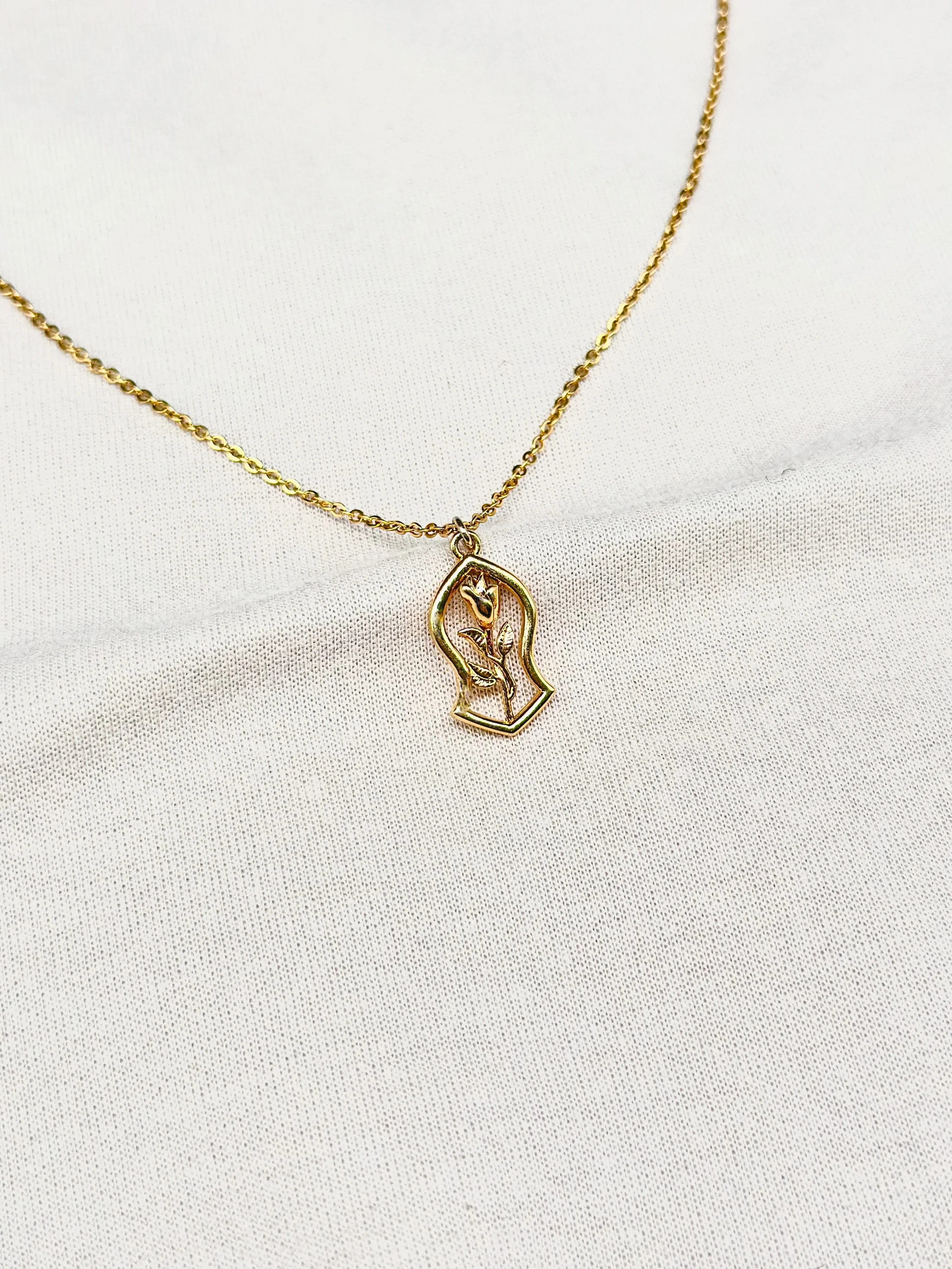 شخصية ثلاثية الأبعاد قلادة روز الجنينة الإسلامية قلادة قلادة مجوهرات من صلب لا يصدأ هدية للنساء هدية #1