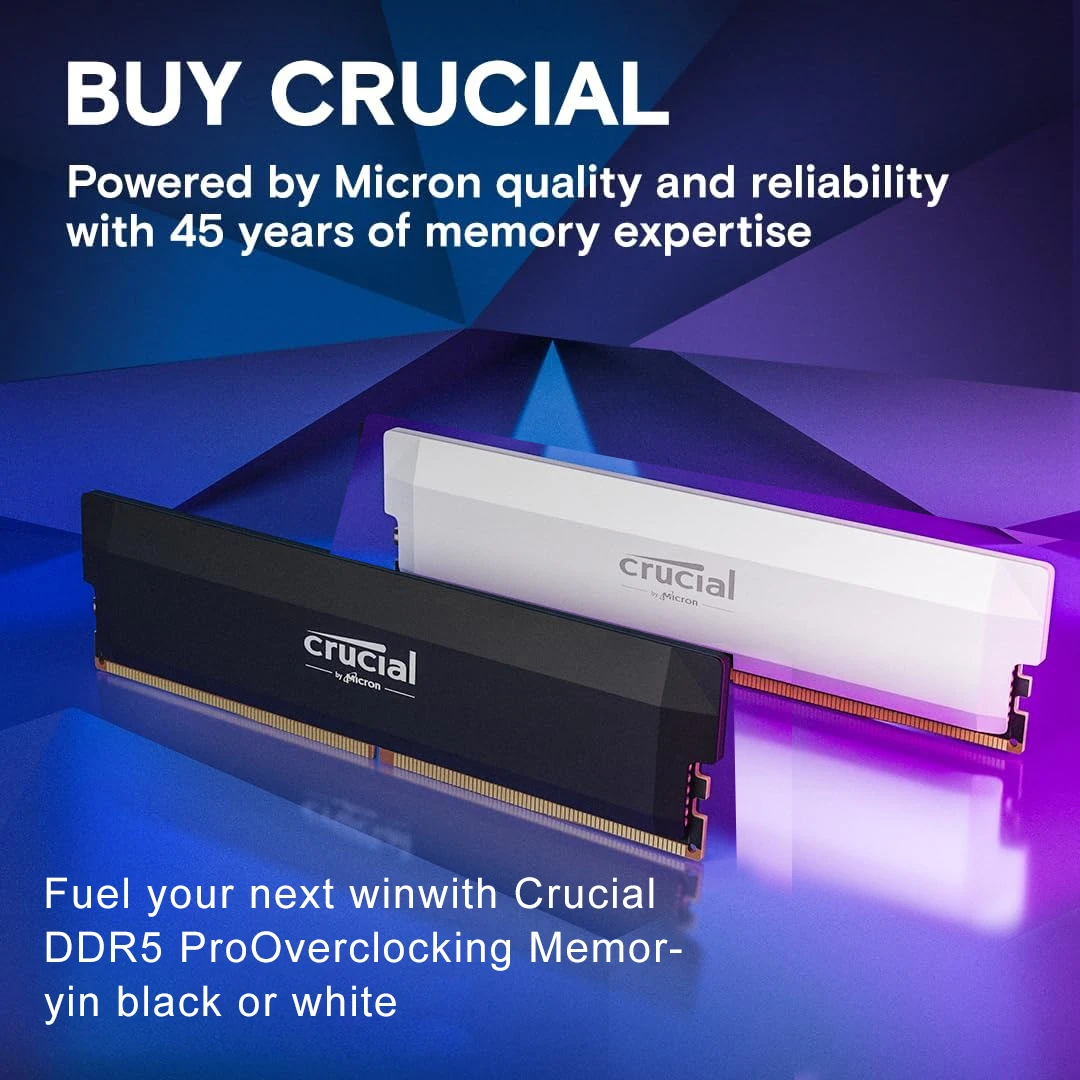 Crucial Pro DDR5 RAM 32GB-kit (2x16GB) 6000MHz, overklokkerend desktopgaminggeheugen, Intel XMP 3.0 en AMD Expo-compatibel