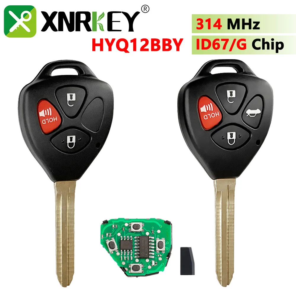 

XNRKEY HYQ12BBY 314 МГц ID67/G чип 3/4 кнопки Автомобильный Дистанционный ключ для Toyota Camry, Avalon, Corolla Matrix RAV4 Yaris Venza tC/xA/xB/xC