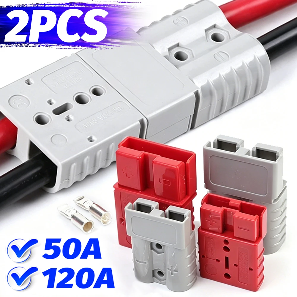 Forklift Battery Connector Plug 50A 120A 175A Power Adapter Flame Retardant PC DC Energy Storage Link Line Connectors Red/ Gray