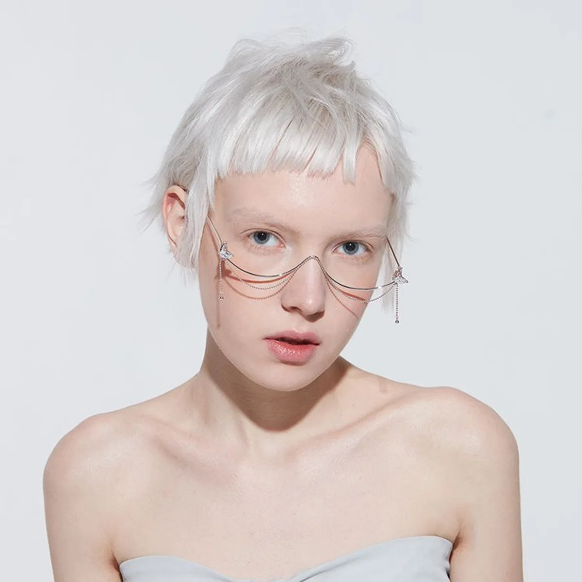 Stonefans Pendant Glasses Frames for Women Designer Y2k Charms Accessories Rhinestone Face Jewelry Sexy Girls No Lenses Chains