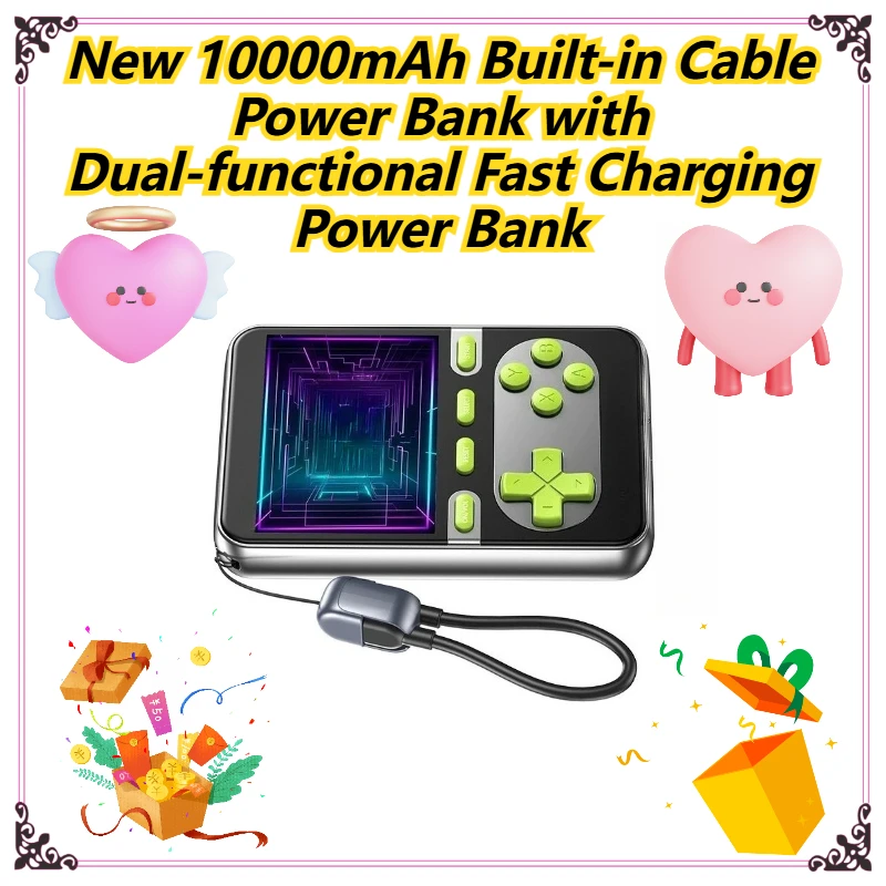 

New 10000mAh Built-in Cable Power Bank with Dual-functional Fast Charging Power Bank