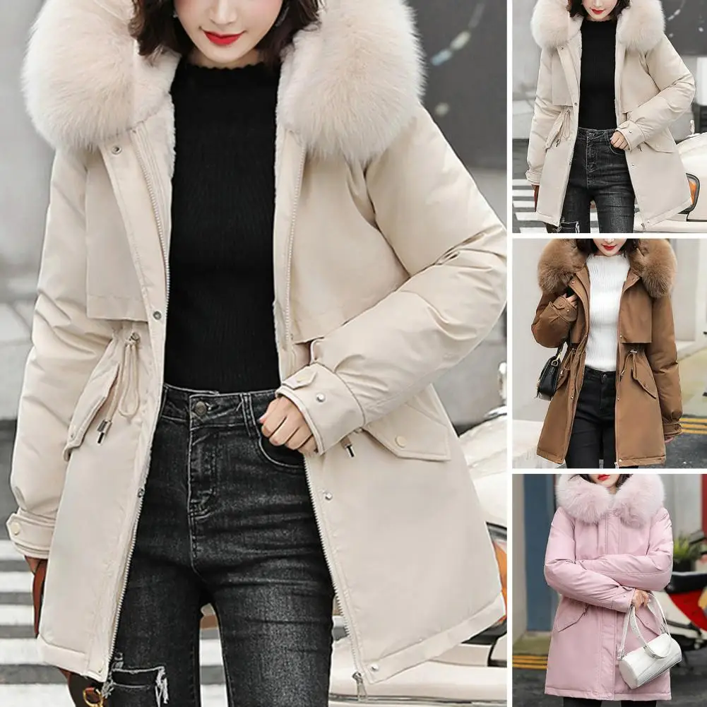 2023 New Winter Thick Warm Down Padded Coats Women\'s Velet Cotton Coat Winter Hooded Loose Parkas Coats Fur Lining Mujer Coat