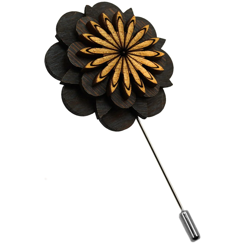 Wooden Boutonniere Flower Lapel Pin For Men Wedding Suit Decoration Brooch Boutonniere For Men Wedding Accessory Groom Mens