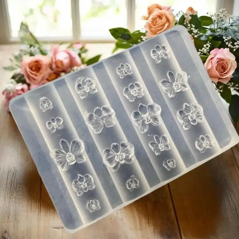 3D Phalaenopsis bloem manicure carving mal, DIY vlinder orchidee nail art design siliconen sjabloon tool.