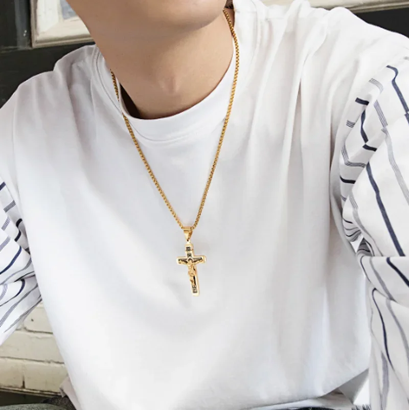 Vintage Jesus Cross Pendant Men and Women Amulet Necklace Catholic Christian Religious Prayer Jewelry Gift image 6